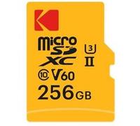 Kodak - Carte MicroSD 256GB - UHS-II U3 V60 - Débit Ultra-Rapide 300 Mo/s en Lecture, 160 Mo/s en Écriture - Vidéo 4K/8K - Idéale pour Les Créateurs de Contenu - Adaptateur SD Inclus
