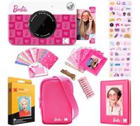 Kodak x Barbie Printomatic Appareil Photo Instantané - Bundle Cadeau: Style Iconique + Étui Barbie, Album Photo, Autocollants, Cadres Suspendus, 50 Autocollants & Papier Zink (20 Feuilles)
