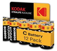KODAK Xtralife Piles C-LR14 Alcaline 1,5V - Pack de 12 - Premium Longue Durée, Technologie Avancée, Haute Performance, Idéales pour Télécommandes, Jouets et Électroniques, Durabilité Maximale