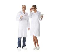 KODAMA Blouse Blanche de Laboratoire 100% Coton - Fermeture par Boutons Pression, Blanc, L