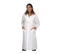 KODAMA Blouse Médicale Femme 100% Coton Sergé Blanche Boutons Pression | Sans polyester, acceptée en TP de chimie au lycée et en laboratoire. 3 poches, manches longues, du XS au 3XL (34 au 60)