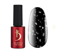 Kodi Professional Top Coat Semi Permanent - No Wipe Top Coat Semi Permanent - Noirs Gris Flocons -7ml- Vernis à Ongles Finition Brilliante - Top Coat UV Gel - Black Grey Crush