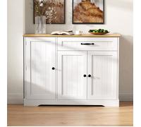 KoDise Buffet moderne avec 3 portes et 1 tiroir - blanc et couleur bois - MDF - pour salle à manger et salon