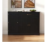 KoDise Buffet noir, buffet moderne avec 3 portes et 1 tiroir - MDF - pour salle à manger et salon