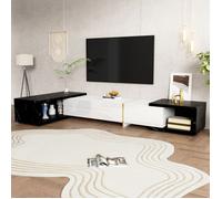 KoDise Meuble TV pivotant 140-260 cm - autocollant noir aspect marbre et finition blanc - pour salon et salle à mangeré