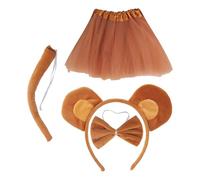 Kodxylytix Adorable petit singe oreilles bandeau queue tutu nœud papillon ensemble pour Halloween Nouvel An Tutu marron foncé
