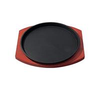 Kodxylytix Assiette à steak en fonte pour la maison, le restaurant, le service, la cuisine, 23 cm, rouge