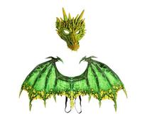 Kodxylytix Costume de dragon - Accessoires de décoration - Accessoires de fête - Masque de dinosaure - Vert - 90 x 46 cm
