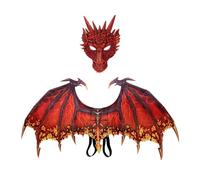Kodxylytix Costume de dragon - Accessoires de décoration de fête - Masque de dinosaure - Rouge - 90 x 46 cm