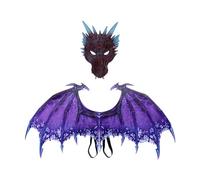 Kodxylytix Costume de dragon - Accessoires de décoration pour fête - Masque de dinosaure - Violet - 90 x 46 cm