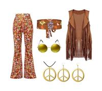 Kodxylytix Costume hippie pour femme, accessoires pour fêtes, cosplay, performance sur scène