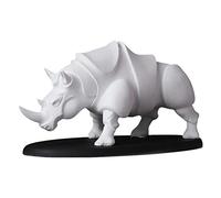Kodxylytix Sculpture de rhinocéros modèle animal, décoration de bureau, décoration de Noël, blanc, 23 x 13 x 13 cm