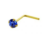 KODY PIERCING Épingle Nez Or Jaune 9 Carats Cristal Bleu 2mm - Pureté Cristalline et Grâce Souveraine