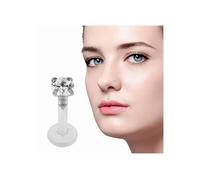 KODY PIERCING Labret Tige Souple Transparente Cristal Rond Serti Argent Tige 6 mm - Pureté Cristalline et Grâce Souveraine