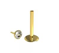 KODY PIERCING Piercing Labret Cristal Blanc Or Jaune Tige 8 mm - Pureté Cristalline et Grâce Souveraine