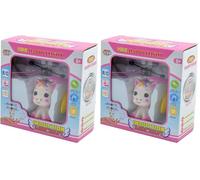 Kögler 54517 - Unicorn Mini Flyer avec télécommande et câble USB, Licorne Volante avec Effet Lumineux LED et hélice, Commande Manuelle, Fille de 6 Ans et Plus (Lot de 2)