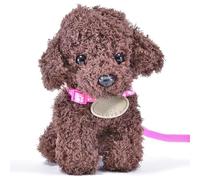 Kögler 94814 - Peluche Caniche Paloma avec Laisse Marron foncé, Environ 21 cm, Chien en Peluche Doux pour Les Enfants, pour Jouer, Collectionner et Offrir