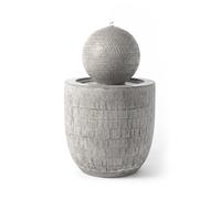 KÖHKO Fontaine de jardin sphérique zen avec LED - Fontaine décorative moderne avec surface structurée pour jardin, terrasse et intérieur