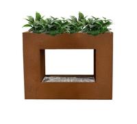 KÖHKO® Fontaine de rideau d'eau avec éclairage LED - Hauteur : 60 cm - En acier Corten - Avec jardinière - Cascade - Jeu d'eau - Fontaine intérieure 32001B