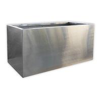 Köhko Jardinière design Viva en acier inoxydable 80 x 36 x 32 cm | Grand pot rectangulaire, brossé à la main