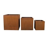 Köhko® Pot à fleurs design en acier Corten VIVO 37 x 37 x 32 cm - Pot de fleurs aspect rouille en forme de cube