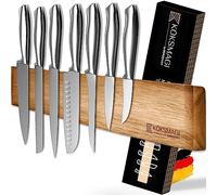 KÖKSMAGI® Barre magnetique pour couteaux OSKAR (50 cm) - porte couteaux en bois avec aimant extrêmement puissant pour couteaux lourds - avec accessoires pour coller & percer