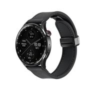 Koelaa 22mm Bracelet Compatible avec Amazfit Bip 5/Cheetah/Cheetah Pro/GTR 4/3 Pro/2 eSIM/2e/Pace/Stratos 3, Bracelet de Montre Magnétique en Cuir de Silicium-Noir