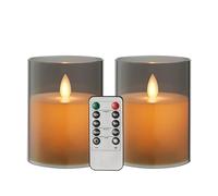 Koelaa Bougies LED sans Flamme, Lot de 2 Bougies LED Clignotante avec Télécommande, Bougie étanche pour Décoration Maison, Fêtes, Mariages, Camping - 7.5 x 10cm