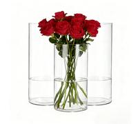 Koelaa Lot de 3 Vases à Fleurs en Acrylique Transparent - Ensemble de Vases Cylindrique - Style Nordique Moderne, Incassables pour Salon et Chambre - Décoration Florale - 10x30cm, 12x40cm et 15x40cm