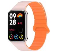 Koelaa Silicone Bracelet Compatible avec Xiaomi Smart Band 9 Pro/8 Pro/Redmi Watch 5/4, Magnetic Réglable Pour Bracelet de Sport, Bracelets Magnétique Silicone-Rose + Orange
