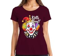 Kölle Alaaf Carnaval Cologne Jeck Clown Perruque arc-en-ciel pour femme, bordeaux, XXL