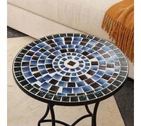 Kölner Table d'appoint Ronde en mosaïque pour Jardin et terrasse avec Pieds en Fer forgé antirouille, Petite Table décorative pour extérieur et intérieur, Ø60 x 71 cm