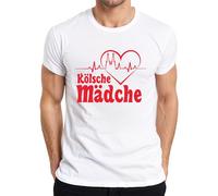 Kölsche T-shirt pour fille Motif cathédrale de Cologne avec battement de cœur Carnaval cinquième saison, Blanc., XL