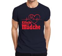 Kölsche T-shirt pour fille Motif cathédrale de Cologne avec battement de cœur Carnaval cinquième saison, bleu marine, 3XL