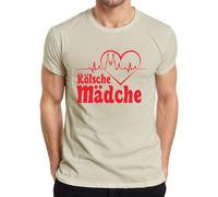 Kölsche T-shirt pour fille Motif cathédrale de Cologne avec battement de cœur Carnaval cinquième saison, naturel, XXL