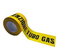 KOEM Rouleau de ruban de signalisation haute visibilité en polyéthylène 10 x 200 m pour signalisation des tuyaux et des câbles enterrés pour la construction et les travaux routiers (pour tuyau de gaz