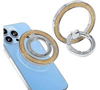 KOEMCY Anneau Magnétique Support Téléphone Paillettes Brillantes Rotation 360° Bague Aimantée Smartphone Plaque Métallique Incluse