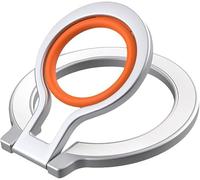 KOEMCY Anneau Telephone Portable Anneau Magnet Ring Bague Telephone Portable Magnetic Phone Holder Magnetique en Silicone Support Telephone Magnet(Argent & Orange)
