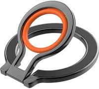 KOEMCY Anneau Telephone Portable Anneau Magnet Ring Bague Telephone Portable Magnetic Phone Holder Magnetique en Silicone Support Telephone Magnet(Noir & Orange)