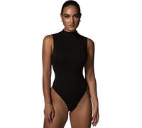 KOEMCY Body Femme sans Manche Col Montant Bodysuit Élégant Moulant String Shapewear Sculptant Basique Top Gainant pour Tous Les Jours Body Confortable Extensible