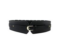 KOEMCY Ceinture Corset Élastique Large Ajustable Boucle Dorée Accessoire Taille Haute Élégant Cuir Synthétique Classique Femme