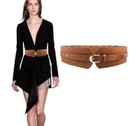 KOEMCY Ceinture Corset Élastique Large Ajustable Boucle Dorée Accessoire Taille Haute Élégant Cuir Synthétique Classique Femme