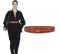 KOEMCY Ceinture Large Femme Ajustable Élégante Accessoire Taille Boucle Métallique Cuir Véritable Haute Couture Vêtement Quotidien