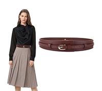 KOEMCY Ceinture Large Femme Ajustable Élégante Accessoire Taille Boucle Métallique Cuir Véritable Haute Couture Vêtement Quotidien