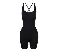 KOEMCY Combinaison Femme Combishort Ete Bretelles Croisées Ensemble Sport Moulant Body Stretch Col Rond Short Moulant Rompers chic pour Soirée