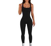KOEMCY Combinaison Sport Femme Été Moulante Côtelée sans Manches Jumpsuit Pantalon Long Fluide Combishort chic Ensemble Sportif Yoga Fitness Casual