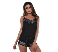 KOEMCY Ensemble Pyjama Femme Bretelles Satin Vêtements de Nuit Sexy Caraco Short Dentelle Tenue Élégante Robe de Nuit Confortable Vêtements Souvetements Femmes Nuisette Pyjama Court