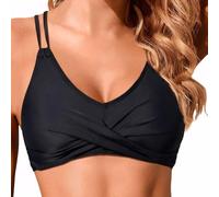 KOEMCY Femmes Hauts de Bikini Col en V Hauts de Bikini Auto Cravate Triangle Ruched Push up Maillot de Bain avec Rembourrage pour la Natation et Le Surf（XL）