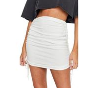 KOEMCY Jupe Courte Femme Ete Mini Jupe Plissée Froncée avec Cordon Jupes Short Taille Haute Moulante Élégante Mini Skirt Tendance pour Vacances Plage Fête Soirée