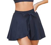 KOEMCY Jupe Short Femme avec Nœud Élégant Jupes Tennis Plissée Robe Short Sport Confortable Mini Jupe Patineuse Légère pour Golf Randonnée Activités Sportives Quotidien